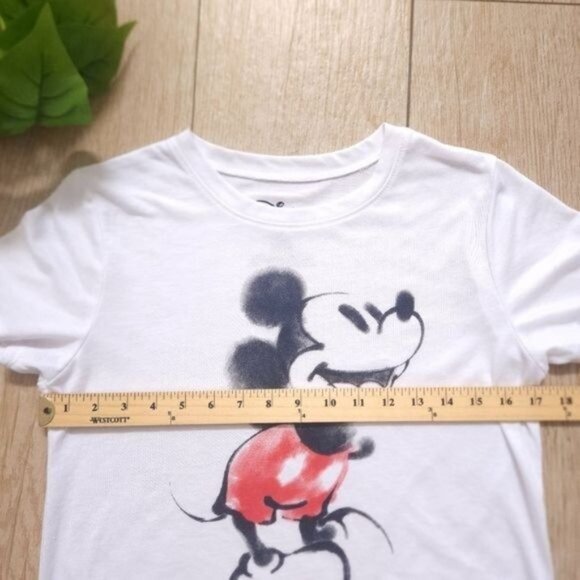 T-Shirt Disney Mickey Mouse White Red Black Short-Sleeved Women's Size - Picture 10 of 11